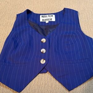 Walter Baker Navy Pinstripe Buttoned Vest